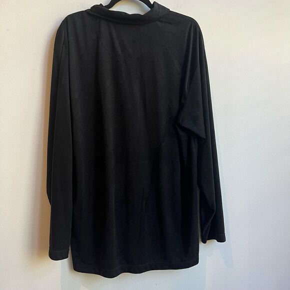 Geoffrey Beene Faux Suede Black Collared Long Sleeve Shirt - Large - Picture 6 of 7
